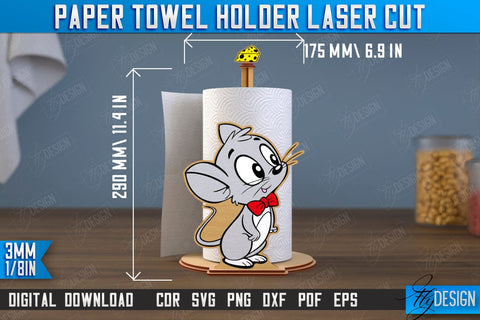 Paper Towel Holder | Mouse Shape | Kitchen Accessories | Roll Paper Stand | CNC File SVG Fly Design 