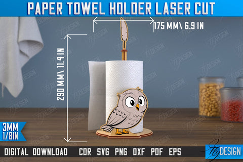 Paper Towel Holder | Owl Shape | Kitchen Accessories | Roll Paper Stand | CNC File SVG Fly Design 