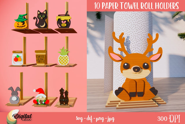 Paper Towel Roll Holders Bundle. Kitchen Decor Laser Cut SVG Evgenyia Guschina 