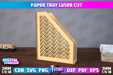 Paper Tray Bundle | Office Design | Desktop Office Organizer | Work File Holder | CNC Files SVG The T Store Design 
