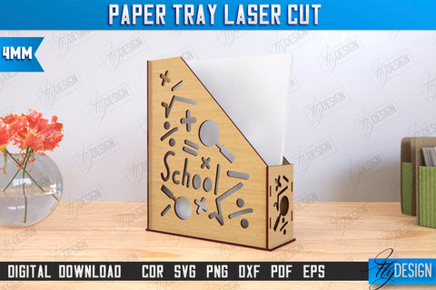 Paper Tray Laser Cut Bundle | Office Design | Desktop Office Organizer | Work File Holder | CNC Files SVG Fly Design 