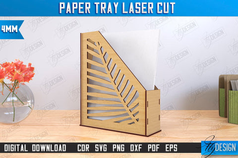 Paper Tray Laser Cut Bundle | Office Design | Desktop Office Organizer | Work File Holder | CNC Files SVG Fly Design 