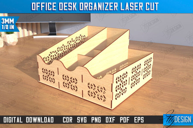 Paper Tray Laser Cut | Office Design | Desktop Office Organizer | Work File Holder | CNC File SVG Fly Design 