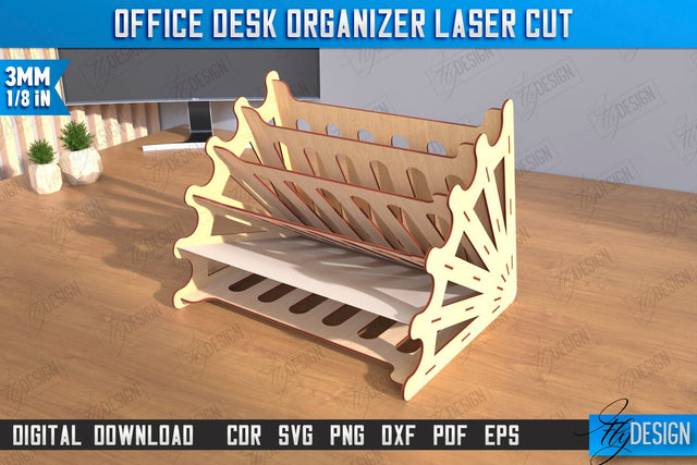 Paper Tray Laser Cut | Office Design | Desktop Office Organizer | Work File Holder | CNC File SVG Fly Design 