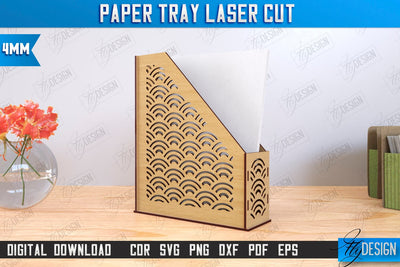 Paper Tray Laser Cut | Office Design | Desktop Office Organizer | Work File Holder | CNC File SVG Fly Design 