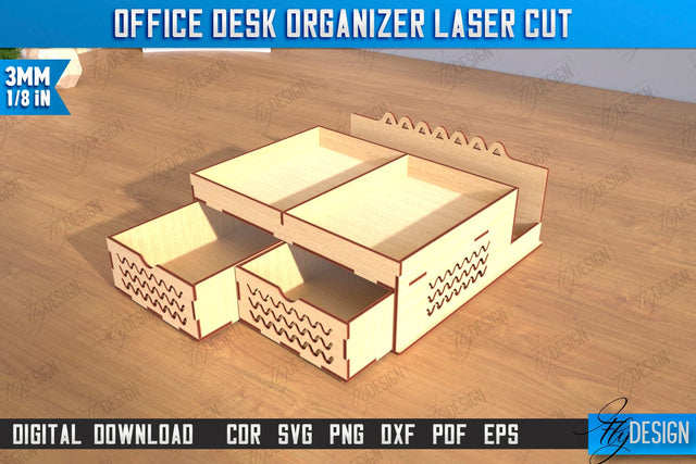 Paper Tray Laser Cut | Office Design | Desktop Office Organizer | Work File Holder | CNC File SVG Fly Design 