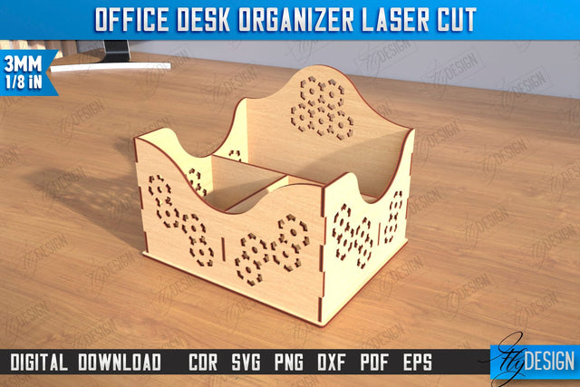 Paper Tray Laser Cut | Office Design | Desktop Office Organizer | Work File Holder | CNC File SVG Fly Design 