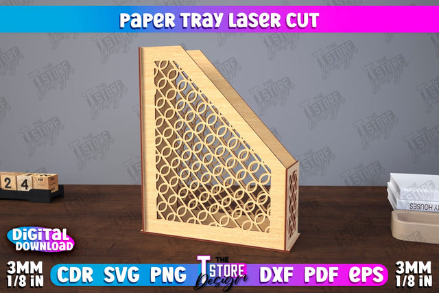 Paper Tray | Office Design | Desktop Office Organizer | Work File Holder | CNC File SVG The T Store Design 