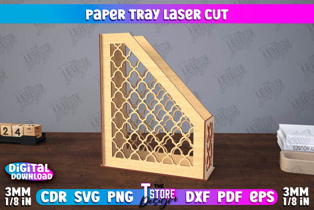 Paper Tray | Office Design | Desktop Office Organizer | Work File Holder | CNC File SVG The T Store Design 