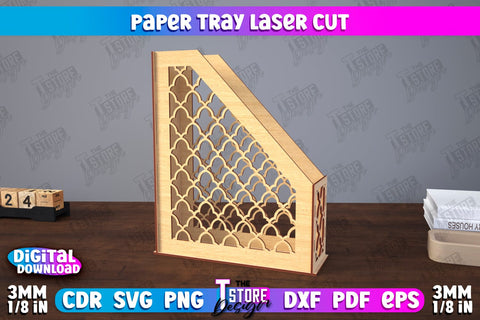 Paper Tray | Office Design | Desktop Office Organizer | Work File Holder | CNC File SVG The T Store Design 