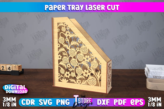 Paper Tray | Office Design | Desktop Office Organizer | Work File Holder | CNC File SVG The T Store Design 