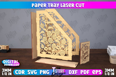 Paper Tray | Office Design | Desktop Office Organizer | Work File Holder | CNC File SVG The T Store Design 