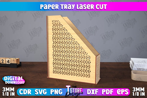 Paper Tray | Office Design | Desktop Office Organizer | Work File Holder | CNC File SVG The T Store Design 