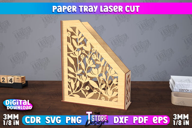 Paper Tray | Office Design | Desktop Office Organizer | Work File Holder | CNC File SVG The T Store Design 