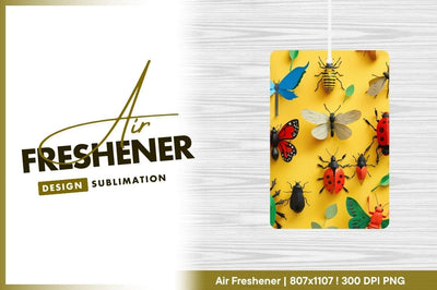 Papercraft insects on yellow background with leaves Sublimation Regulrcrative 