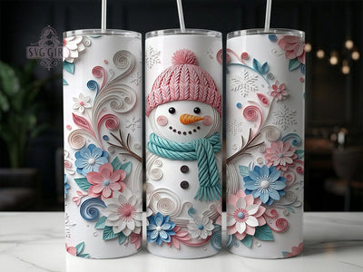 Papercraft Snowman 20oz Tumbler, Papercraft Snowman, Snowman Tumbler, Papercraft Tumbler, Snowman Wrap PNG, Paper Craft Snowman, 20oz Tumbler Wrap, Christmas Snowman Sublimation SvggirlplusArt 