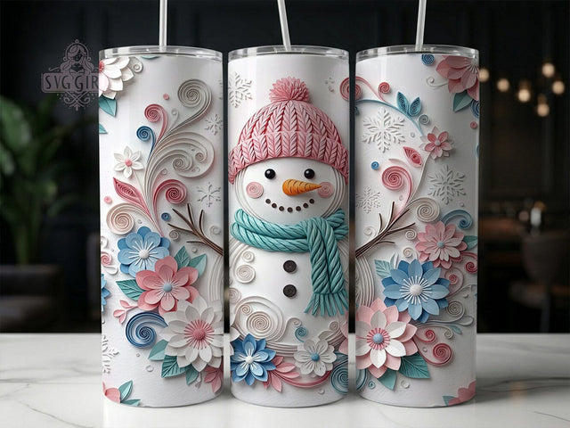 Papercraft Snowman 20oz Tumbler, Papercraft Snowman, Snowman Tumbler, Papercraft Tumbler, Snowman Wrap PNG, Paper Craft Snowman, 20oz Tumbler Wrap, Christmas Snowman Sublimation SvggirlplusArt 