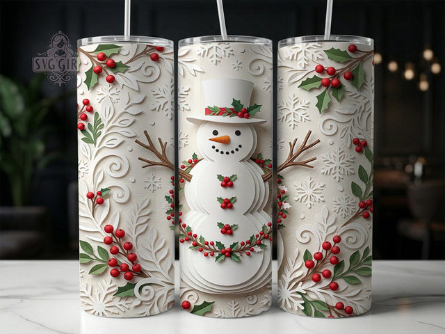 Papercraft Snowman 20oz Tumbler, Papercraft Snowman, Snowman Tumbler, Papercraft Tumbler, Snowman Wrap PNG, Paper Craft Snowman, 20oz Tumbler Wrap, Christmas Snowman Sublimation SvggirlplusArt 