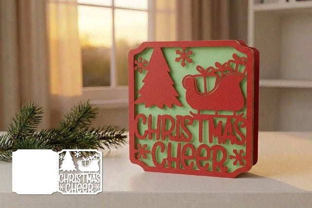 Papercut Christmas Card, Christmas Cheers SVG zafrans studio 