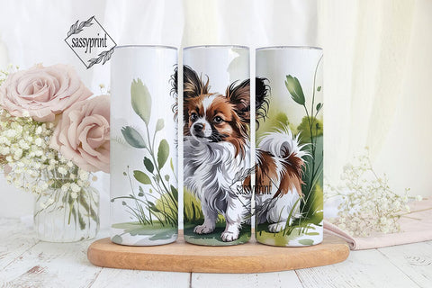 Papillon Dog Watercolor 20oz Tumbler Sublimation sassyprint 