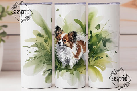 Papillon Dog Watercolor 20oz Tumbler Sublimation sassyprint 