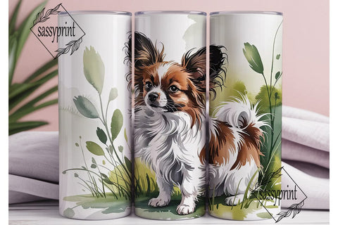Papillon Dog Watercolor 20oz Tumbler Sublimation sassyprint 