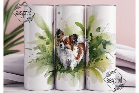 Papillon Dog Watercolor 20oz Tumbler Sublimation sassyprint 
