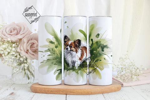 Papillon Dog Watercolor 20oz Tumbler Sublimation sassyprint 