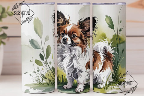 Papillon Dog Watercolor 20oz Tumbler Sublimation sassyprint 