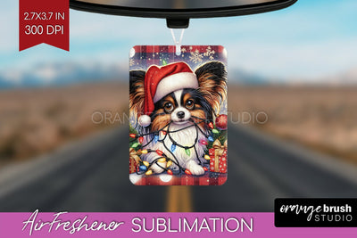 Papillon Funny Christmas Dog Air Freshener Sublimation OrangeBrushStudio 