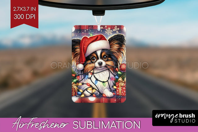 Papillon Funny Christmas Dog Air Freshener Sublimation OrangeBrushStudio 