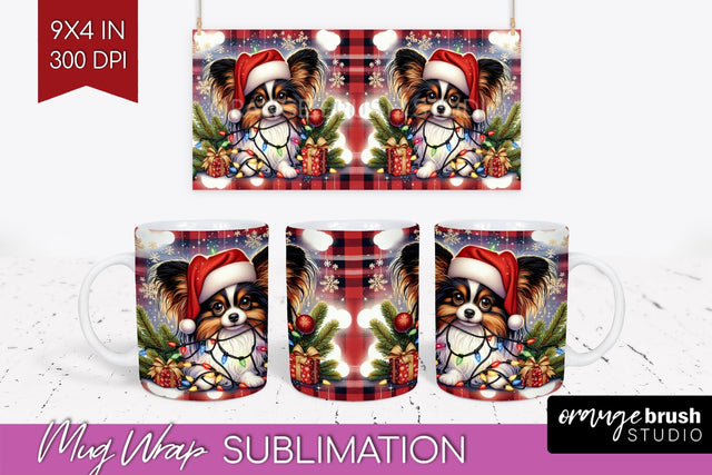 Papillon Funny Christmas Dog Mug Wrap PNG Sublimation OrangeBrushStudio 
