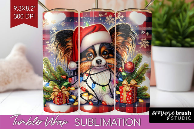 Papillon Funny Christmas Dog Tumbler Wrap Sublimation OrangeBrushStudio 