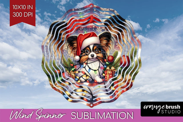 Papillon Funny Christmas Dog Wind Spinner Sublimation OrangeBrushStudio 