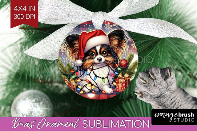 Papillon Funny Dog Christmas Ornament PNG Sublimation OrangeBrushStudio 