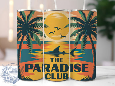 Paradise Club 20oz Tumbler, Paradise Club Quote, Tropical Sublimation Design, Vintage Summer Vibes, Ocean Theme Wrap, 20oz Tumbler Wrap, Sublimation Design PNG, Summer Gift Sublimation ToriDesigns 