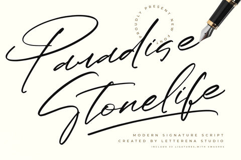 Paradise Stonelife - Modern Signature Script Font Letterena Studios 