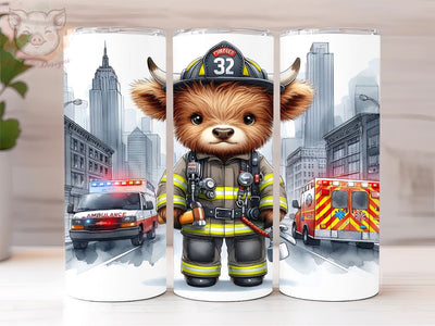 Paramedic Highland Cow 20oz Tumbler Png, Straight & Tapered Tumbler Png, Emergency Services Animal Theme Tumbler Png, Digital Download PNG Sublimation Lara' s Designs 