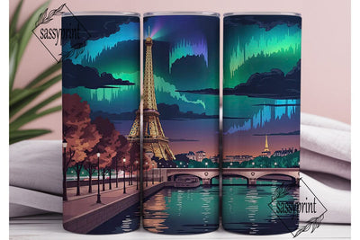 Paris Aurora Night 20oz Tumbler Wrap Sublimation sassyprint 