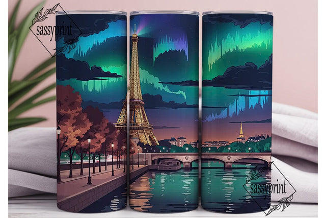 Paris Aurora Night 20oz Tumbler Wrap Sublimation sassyprint 