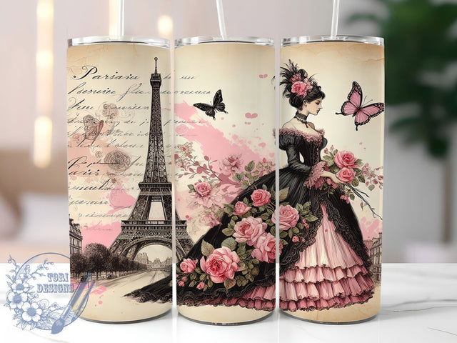 Paris Eiffel Tower French Aesthetic Tumbler, French Aesthetic Tumbler Wrap, Romantic Paris Sublimation, Vintage France Drinkware, Travel Lover Cup Design, Chic Parisian Coffee Tumbler Sublimation ToriDesigns 