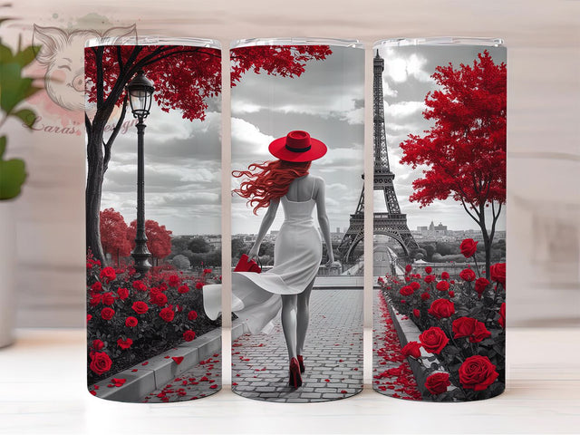 Paris Eiffel Tower Romantic Travel Tumbler, France Travel Cup Wrap, 20Oz Sublimation Design, Romantic Paris Drinkware, French Landmark Tumbler, Vintage Paris Mug, Eiffel Tower Coffee Cup Sublimation Lara' s Designs 