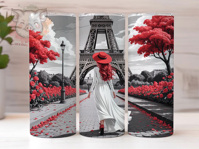 Paris Eiffel Tower Romantic Travel Tumbler, France Travel Cup Wrap, 20Oz Sublimation Design, Romantic Paris Drinkware, French Landmark Tumbler, Vintage Paris Mug, Eiffel Tower Coffee Cup Sublimation Lara' s Designs 