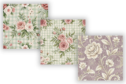 Paris Floral Digital Paper Pack, Elegant French Seamless Patterns, Wedding & Printable Crafts Digital Pattern FloridPrintables 