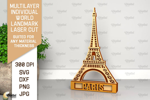 Paris Landmark Laser Cut. Multilayer Decor SVG SVG Evgenyia Guschina 