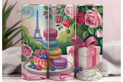 Paris Romance Macaron 20oz Tumbler Wrap Sublimation PixelChick 