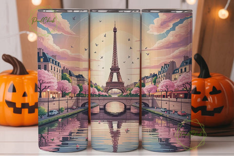 Paris Sunset Cityscape 20oz Tumbler Wrap Sublimation PixelChick 