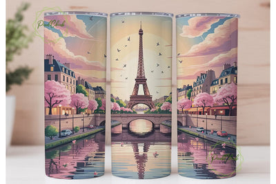 Paris Sunset Cityscape 20oz Tumbler Wrap Sublimation PixelChick 