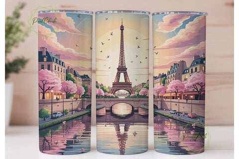Paris Sunset Cityscape 20oz Tumbler Wrap Sublimation PixelChick 