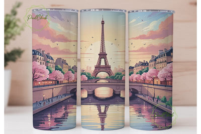Paris Sunset Cityscape 20oz Tumbler Wrap Sublimation PixelChick 